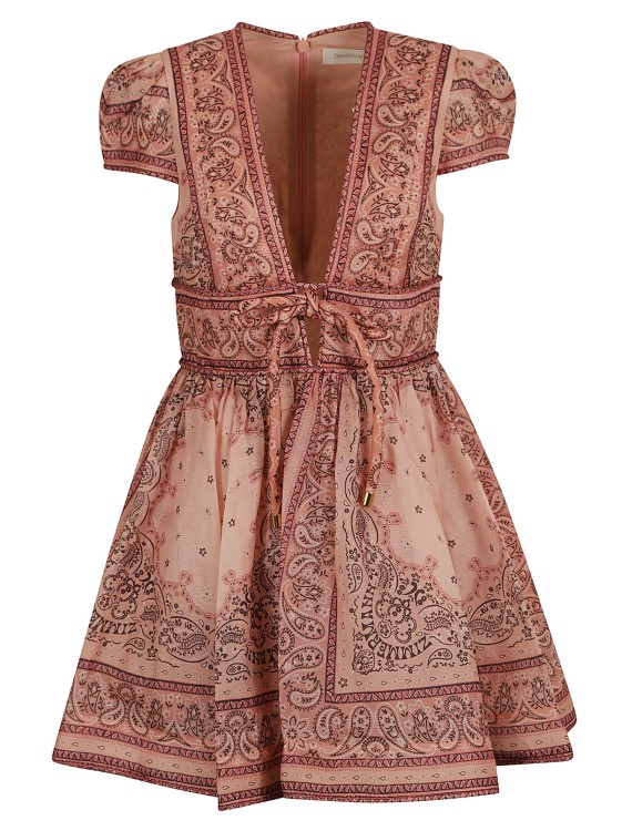 Shop Zimmermann Short Puff Sleeves Mini Dress In Brown