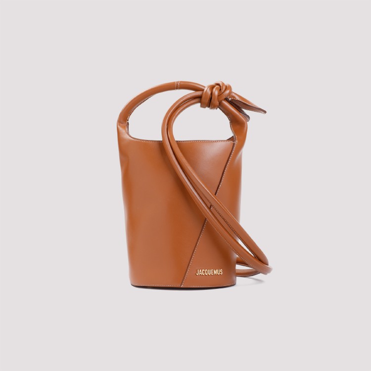 Shop Jacquemus Light Brown Leather Le Petit Tourni Bag