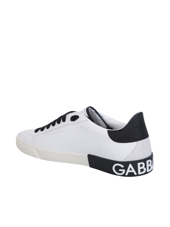 Dolce & Gabbana Portofino Leather Sneakers With Rubberized Logo Shoes In White