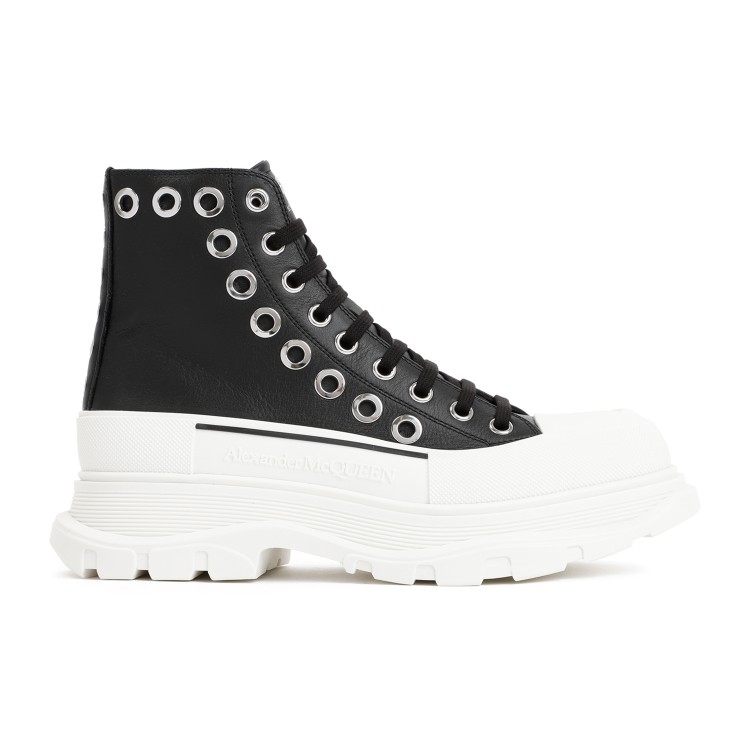 Shop Alexander Mcqueen Black Leather Boot In White