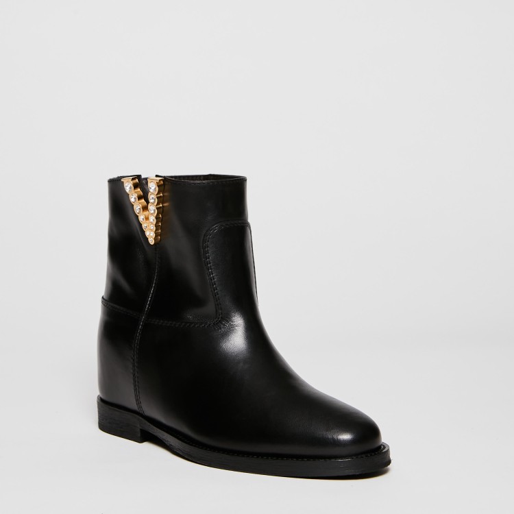 Shop Via Roma 15 Black Leather Ankle Boot