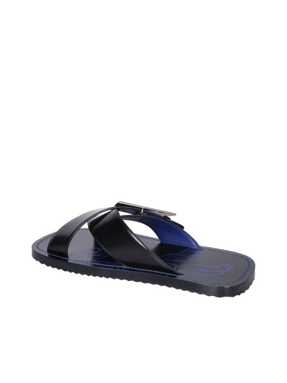 Shop Burberry Black Sandals With Crisscross Straps In Grey