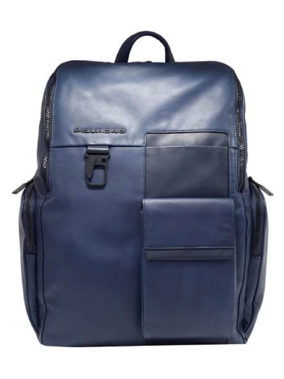 Piquadro Blue Leather Backpack