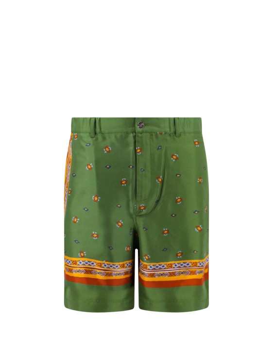 Nick Fouquet Multicolor Silk Bermuda Shorts In Green