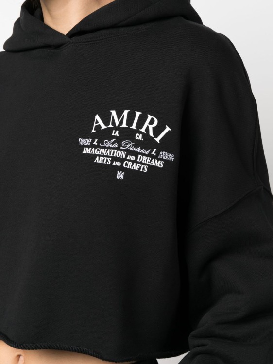 Shop Amiri Arts District Logo-print Cropped Hoodie In Black