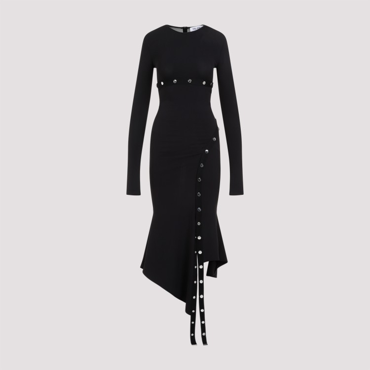 Attico Asymmetric Dress With Snap Buttons In Black