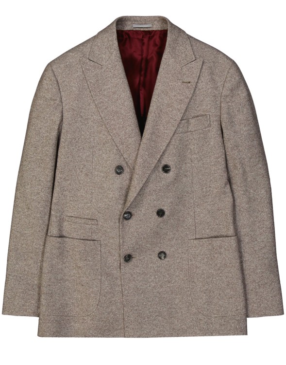 Shop Brunello Cucinelli Double-breasted Wool Jacket In Brown