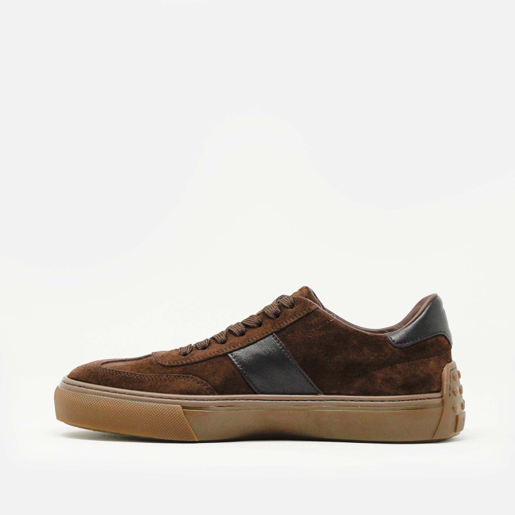 Shop Tod's Brown Suede Cassette Bottom Sneakers