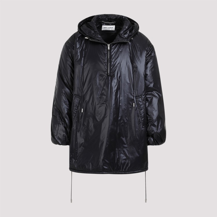 Saint Laurent Cassandre Oversized Hooded Coat In Black