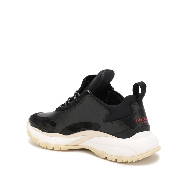 Shop Valentino Black Leather Logo Sneakers