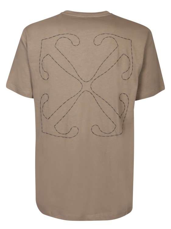 Shop Off-white Beige Cotton T-shirt In Brown