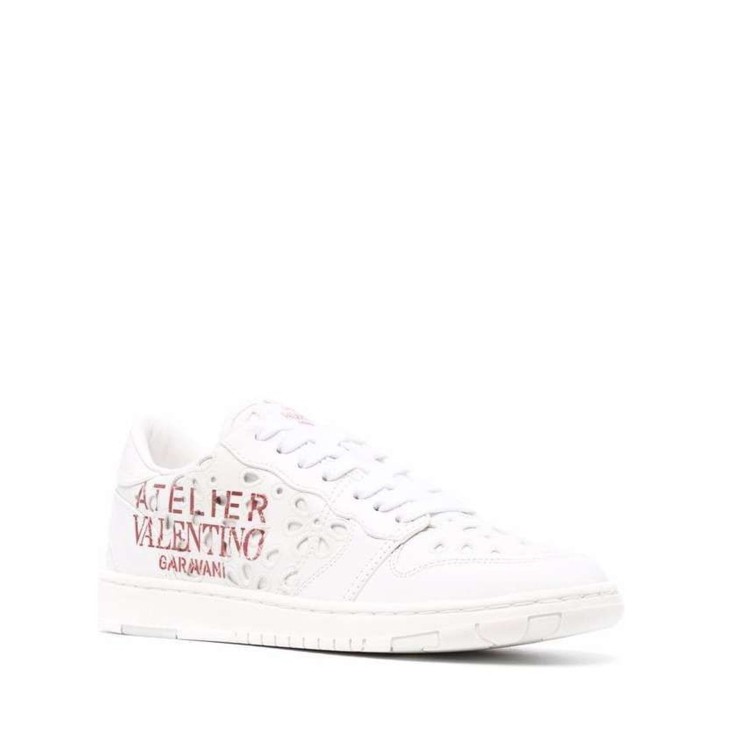 Shop Valentino Atelier Logo Sneakers In White