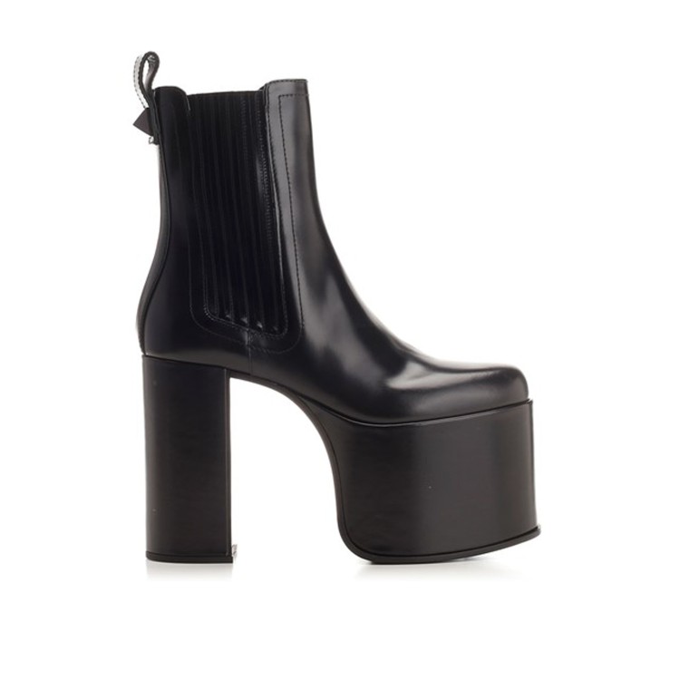 Shop Valentino Ankle Leather Boots In Black