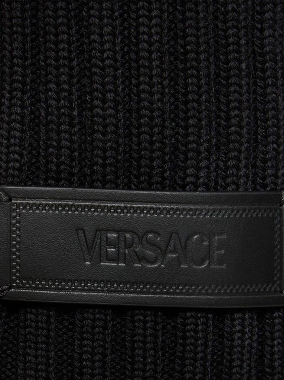Shop Versace Ribbed Wool Sweater In Black