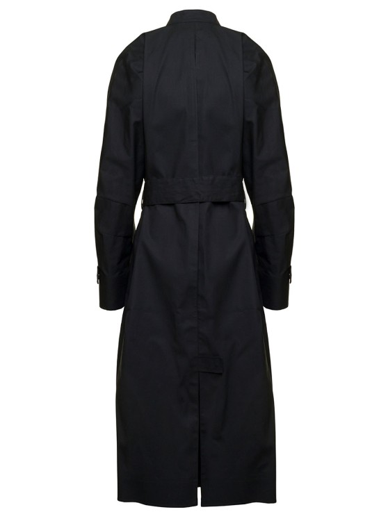 Shop Ferragamo Long Blue Trench Coat With Matching Belt And Zip In Cotton Blend In Black