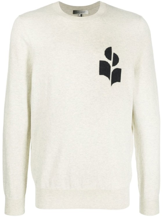 Marant Intarsia-knit Logo Sweatshirt In White