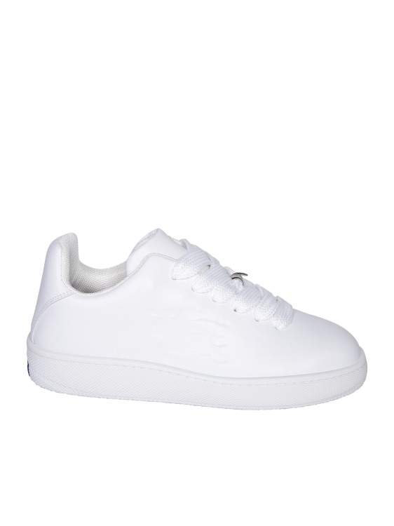 Shop Burberry White Leather Sneakers