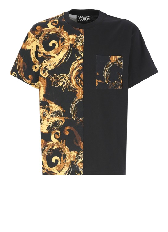 Versace Jeans Couture T-shirt With Baroque Print In Black