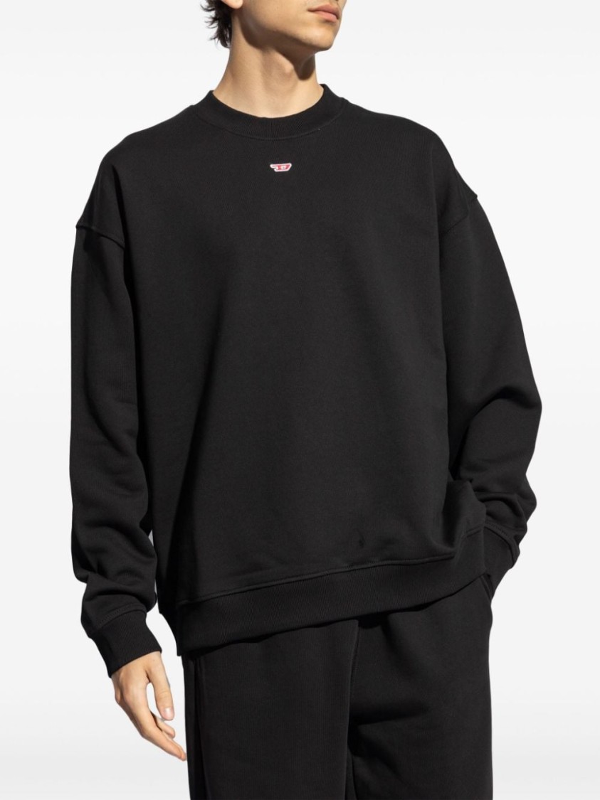 Shop Diesel Casual Cotton Sweatshirt With Ribbed Stretch And Signature Logo In Black