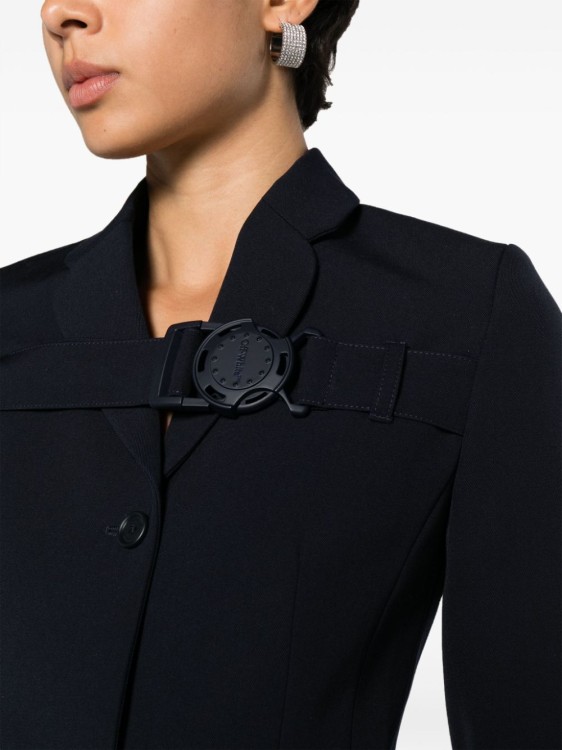 Shop Off-white Navy Blue Buckled Jacket In Black