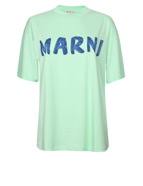 Marni Logo Print T-shirt In Green