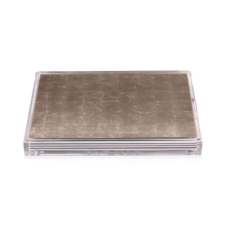 Posh Trading Servebox Clear Silver Leaf Matte Champagne In Not Applicable