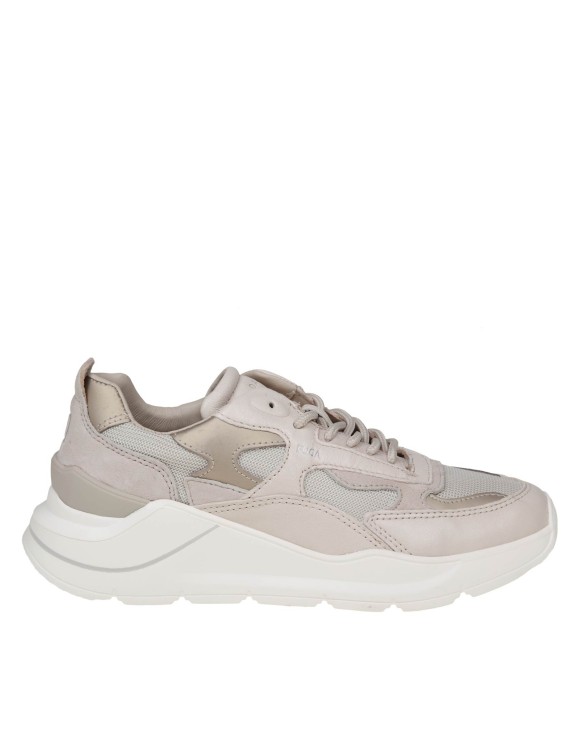 D.a.t.e. Fuga Mono Sneakers In Leather And Ivory Color Fabric In Pink