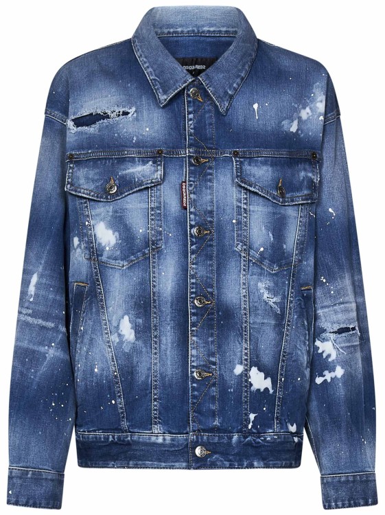 Shop Dsquared2 Oversized Cotton Denim Jacket In Blue
