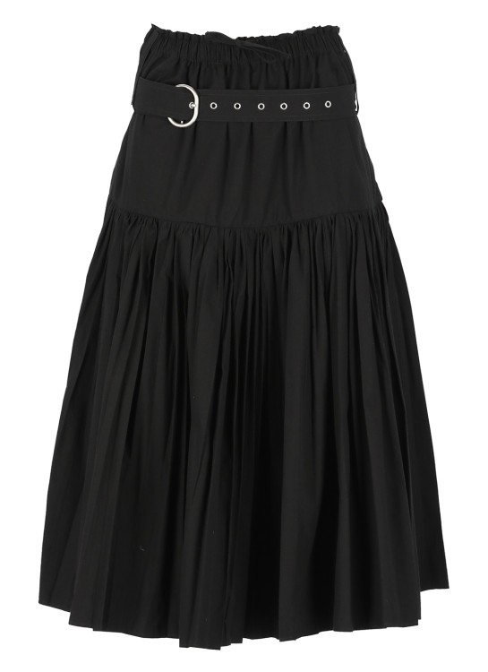 Jil Sander Long Pleated Skirt In Black