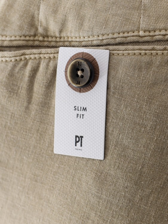 Shop Pt Torino Linen And Cotton Trouser With Drawstring At Waist In Neutrals