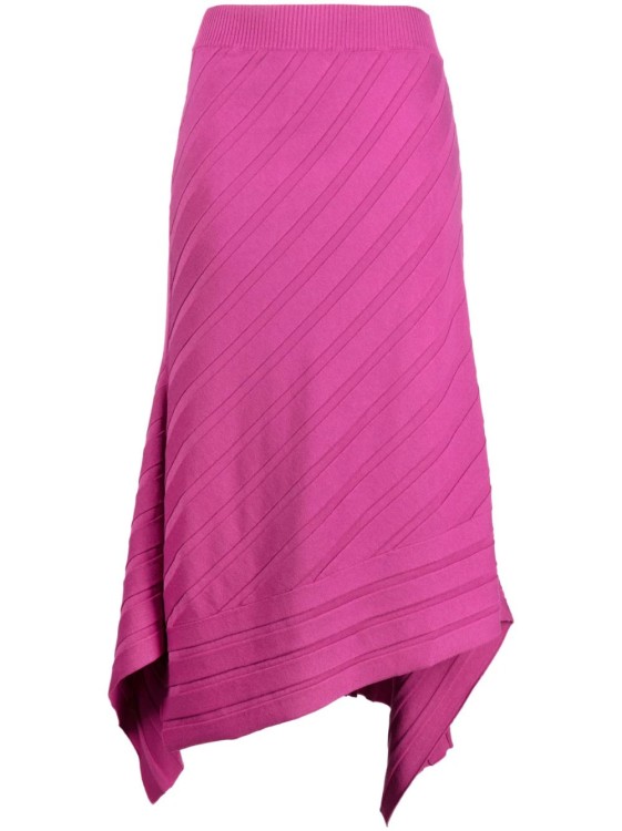 Stella Mccartney Pink Asymmetric Rib Knit Midi Skirt