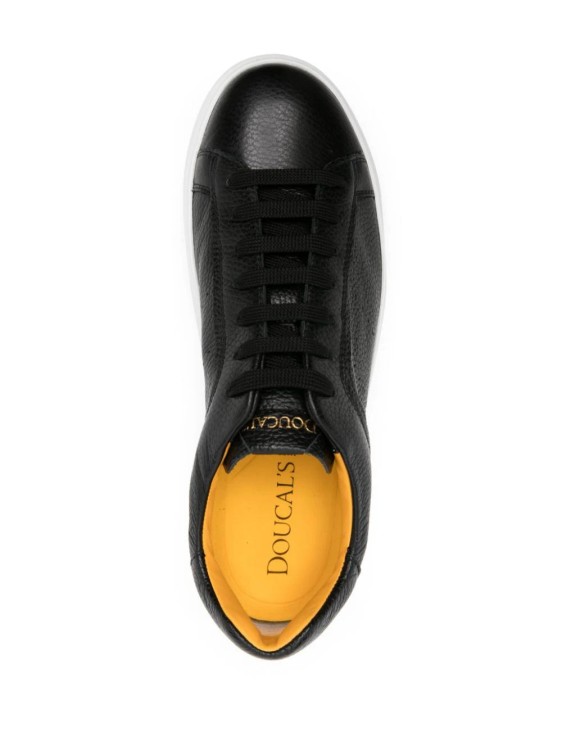 Shop Doucal's Round-toe Leather Sneakers In Black