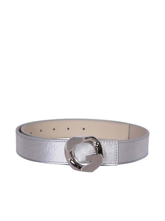 Shop Givenchy Leather G Chain Buckle Belt In Neutrals