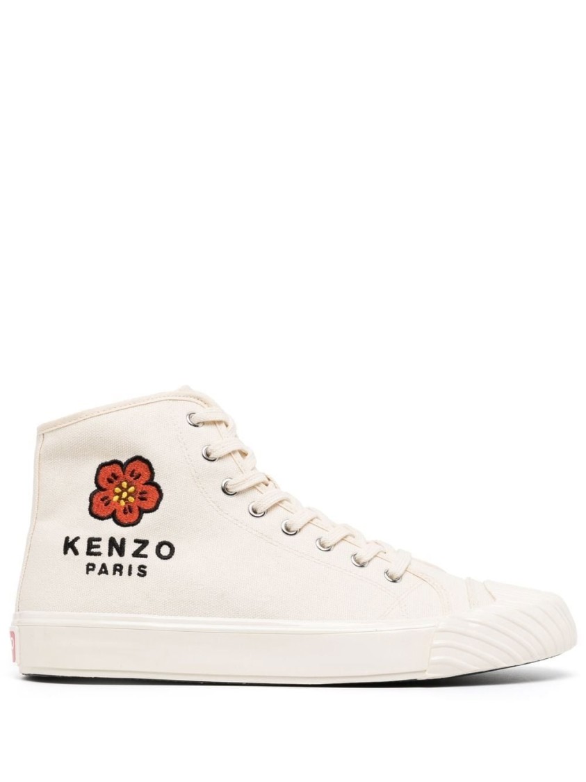 Kenzo High-top Sneakers With Iconic Logo And Zip Detail In