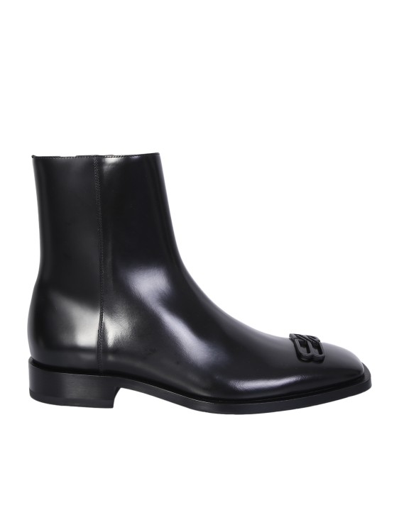 Shop Balenciaga Black Leather Ankle Boots In Neutrals