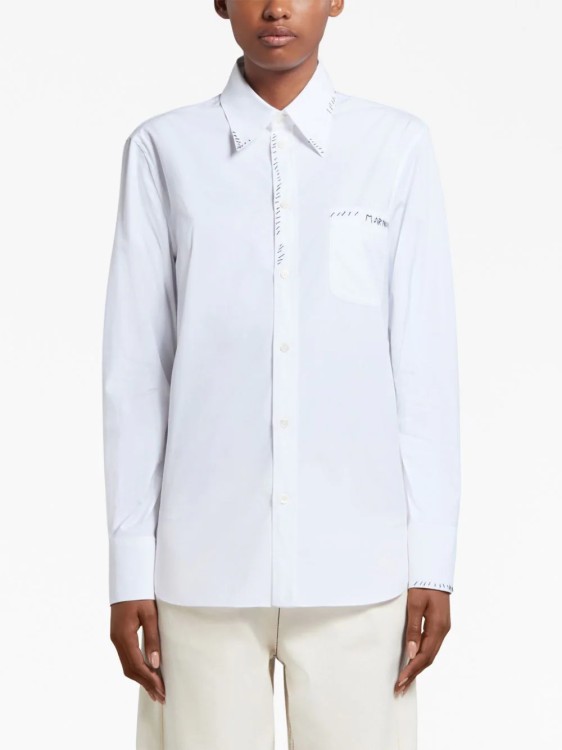 Shop Marni White Hand Embroidered Shirt