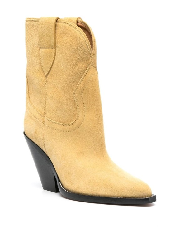 Shop Isabel Marant Yellow Suede Leyane Ankle Boots In Brown