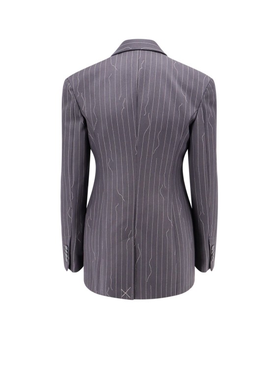 Shop Off-white Pinstripe Fabric Blazer With Shoulder Pads In Grey