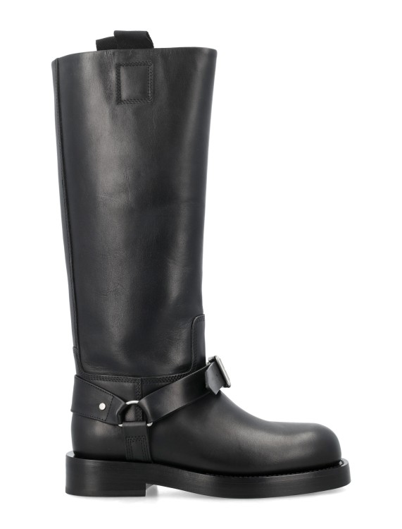 Shop Burberry La Saddle High Boots In Grey