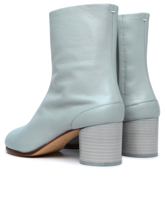 Shop Maison Margiela Tabi' Green Anise Leather Ankle Boots In White