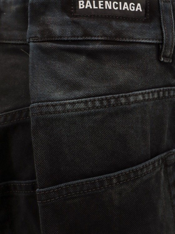 Shop Balenciaga Double Side Unisex Grey Denim Trouser In Black