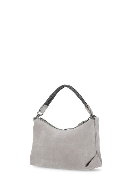 Shop Brunello Cucinelli Leather Hand Bag In Grey