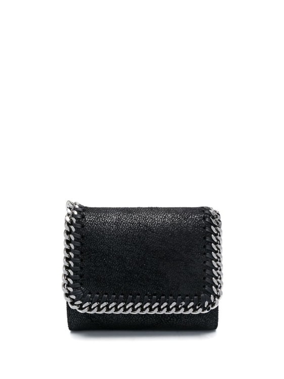 Stella Mccartney Black Faux Leather Small Falabella Flap Wallet