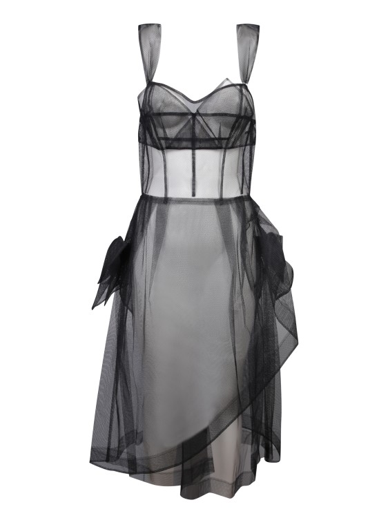 Maison Margiela Bow-detail Tulle Midi Dress In Black