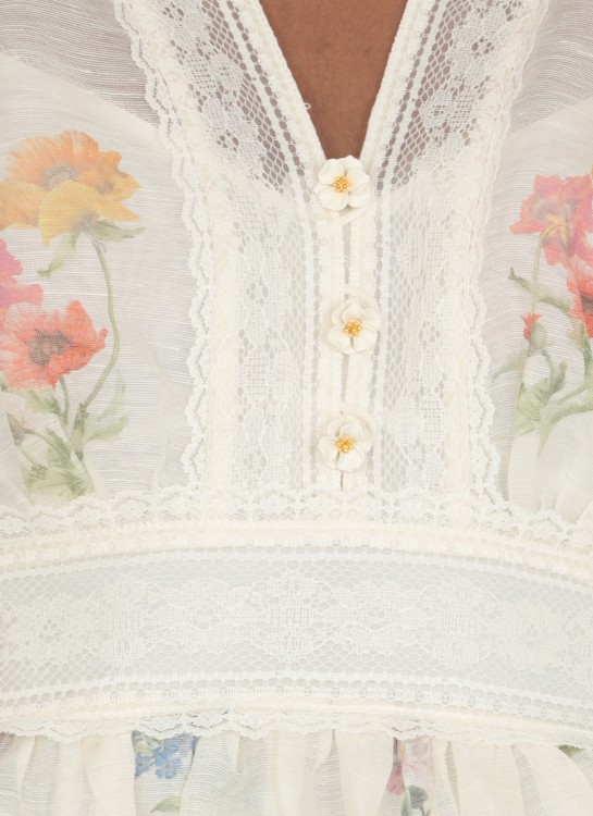 Shop Zimmermann Ivory Linen And Silk Dress In White