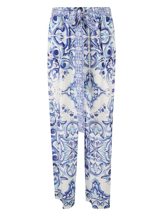 Shop Inoa Blue Printed Trousers In Grey
