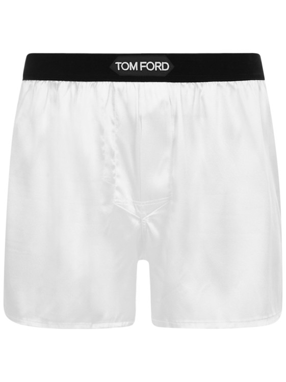 Tom Ford Icon Boxer Shorts In White Shiny Silk