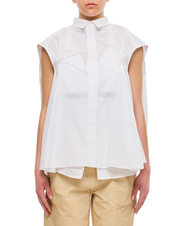 Shop Sacai Cotton Poplin Shirt In White