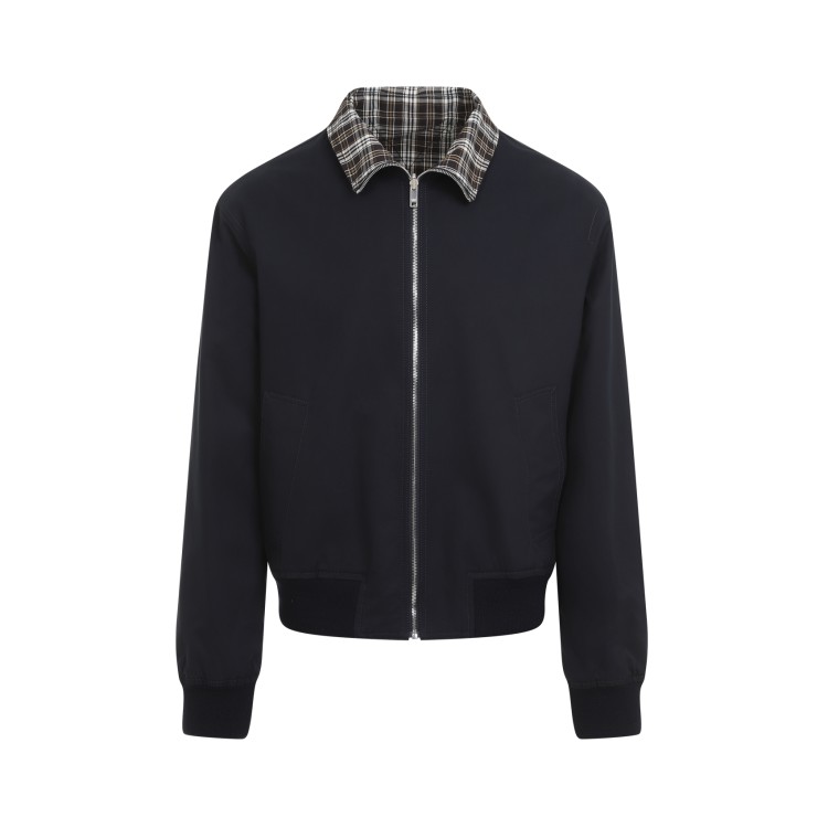 Shop Bottega Veneta Midnight Blue Cotton Jacket