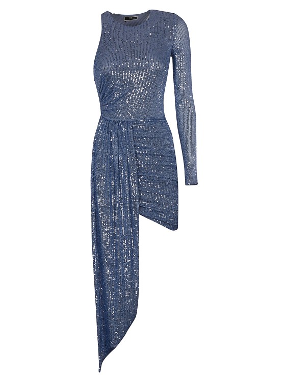 Shop Elisabetta Franchi Asymmetric Sequinned Dress In Blue